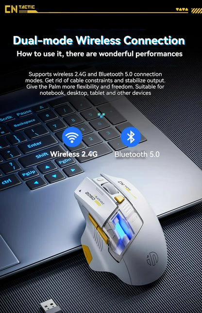 Inphic A9 Pro Three-mode Game Mouse Colorful Light Guide Pillar Power Indicator DPI Adjustable Macro-driver Ergonomics 12800DPI
