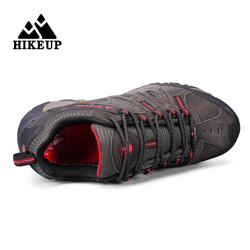 HIKEUP Hiking Shoes Men's Winter Climbing Trekking Sneakers for Men Leather Breathable Outdoor Anti-Skid Sports Work Shoes