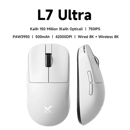 MCHOSE L7 Ultra+ Medium Large Hand Mouse Game E-Sports PAW3950 Wireless Three Mode Lightweight Office Dual-Drive Computer Mouse