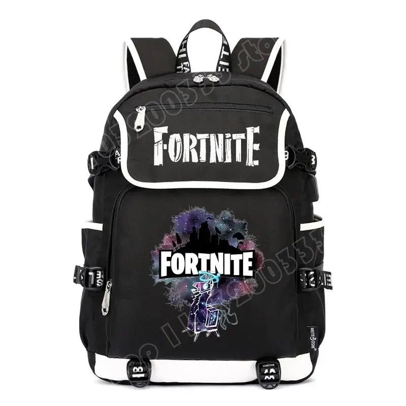 Zaino Fortnites di grande capacità, borsa casual a tracolla con porta USB, unisex, stile anime, cartella per studenti, nuovo regalo di cancelleria elegante