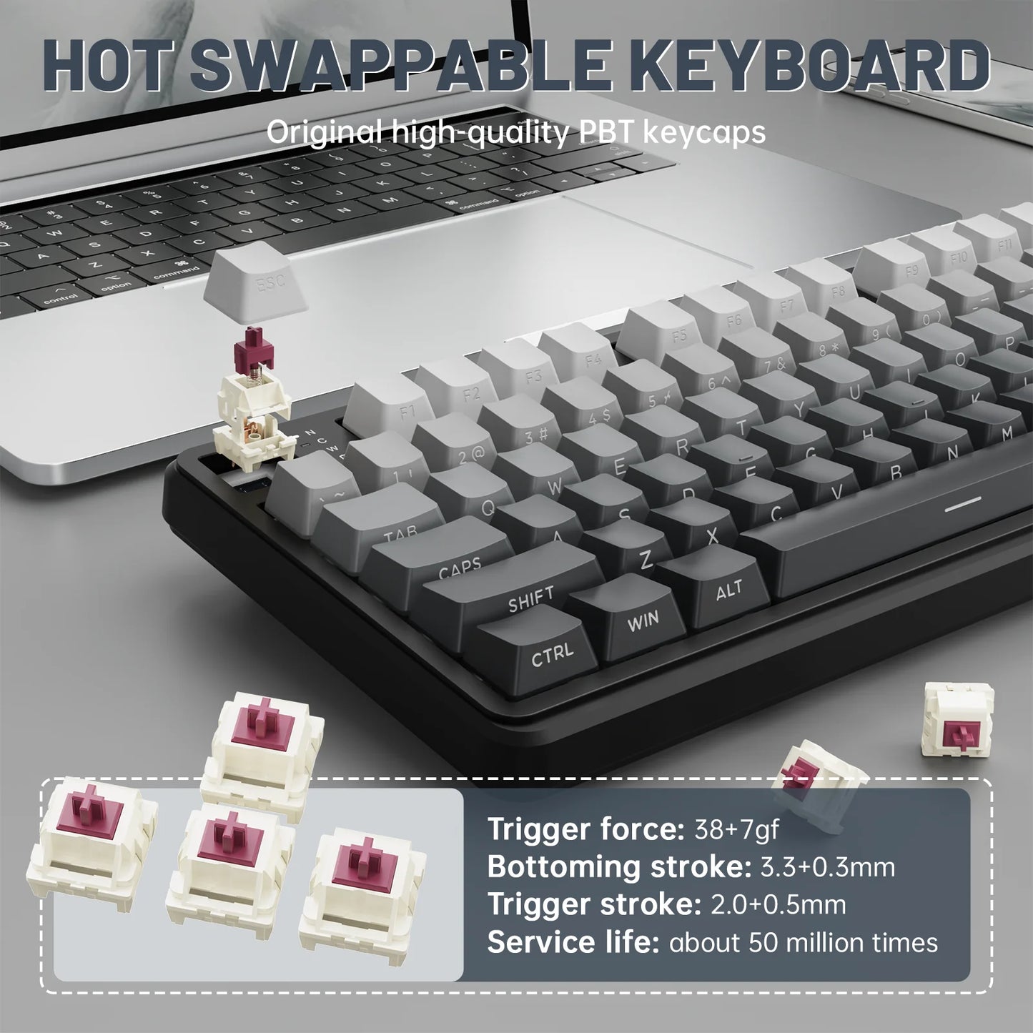 ATTACK SHARK X98PRO Tri-mode Gasket Mechanical Keyboard with TFT Screen & Knob, 99 Keys Layout, 5-Layer Foams, Hot-Swap, RGB