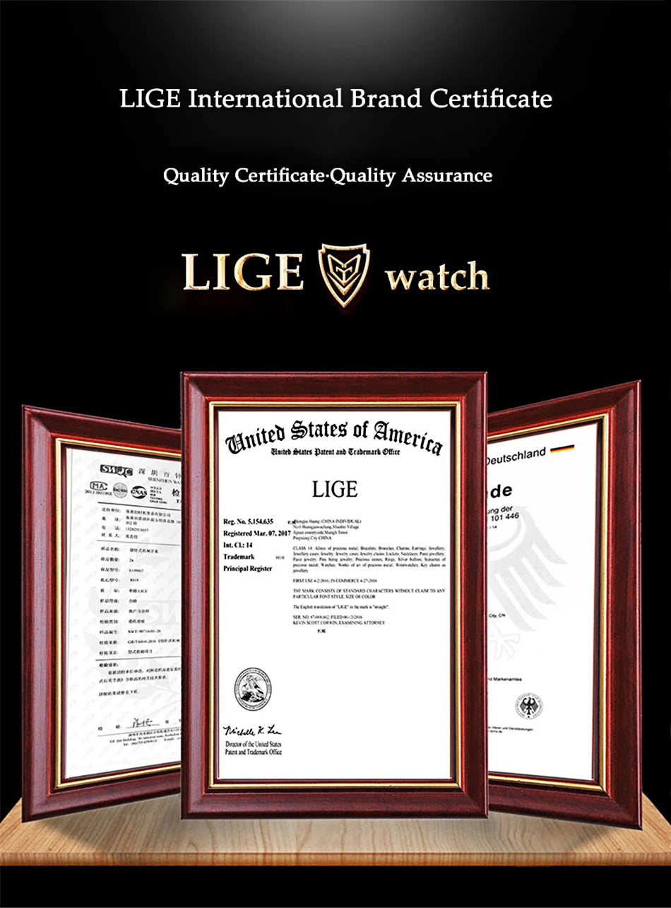 LIGE Man Watch Fashion Luxury Waterproof Silicone Strap Quartz Men's Watches Luminous Sports Auto Date Chronograph Simple Clocks