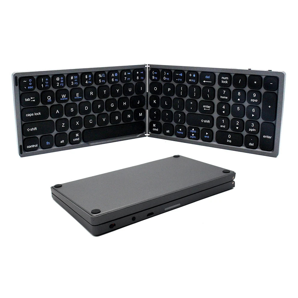 BOW Foldable Bluetooth Keyboard with Touchpad/Numberic Pad Portable Rechargeable Folding Wireless Keyboard for Tablet iPad