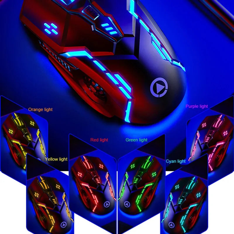 YINDIAO Ergonomic Wired Gaming Mouse RGB Mute Mouse LED Backlit 3200dpi 6 Button G5 USB Mechanical Mouse For PC Laptop Computer