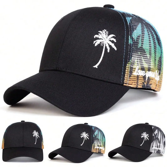 Men's Sun Protection Casual Mesh Cap Coconut Tree Truck Driver Hat gorras de béisbol moto gp baseball caps for men