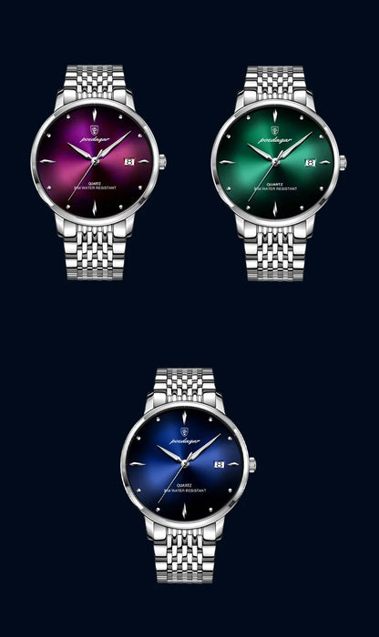 Reloj de hombre POEDAGAR Business de cuarzo, acero inoxidable, resistente al agua, fecha luminosa, reloj de pulsera de lujo informal para hombre