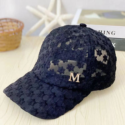 Lace Flower Thin Baseball Cap Female Spring And Summer Sunscreen Hollow Cap Breathable Sweet Adjustable Head Circumference