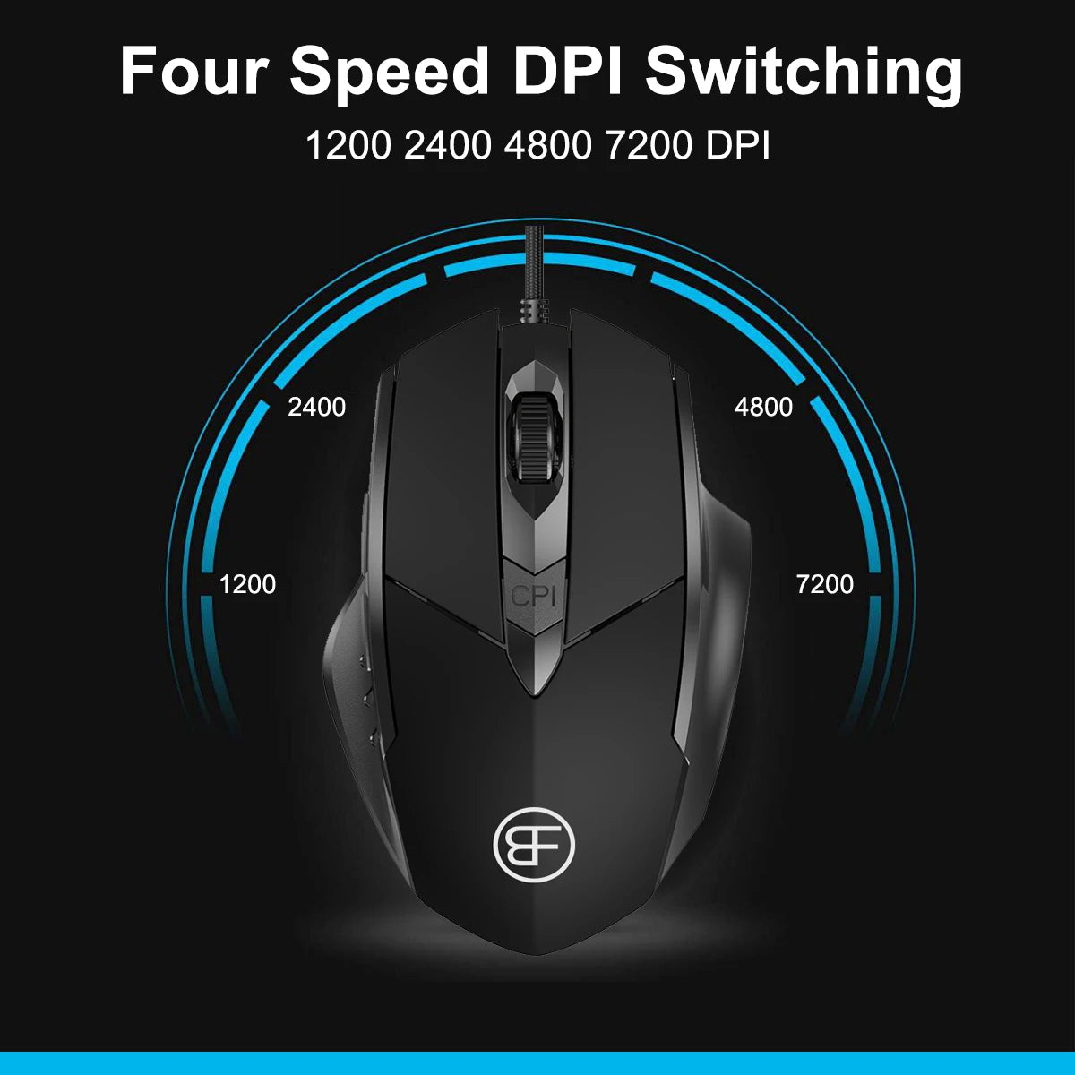 BalanceFit USB Wired Mouse 7200 DPI Ergonomic Computer Mouse, 6-Button USB Wired Mouse for Laptop, PC, Desktop, Office & Gaming