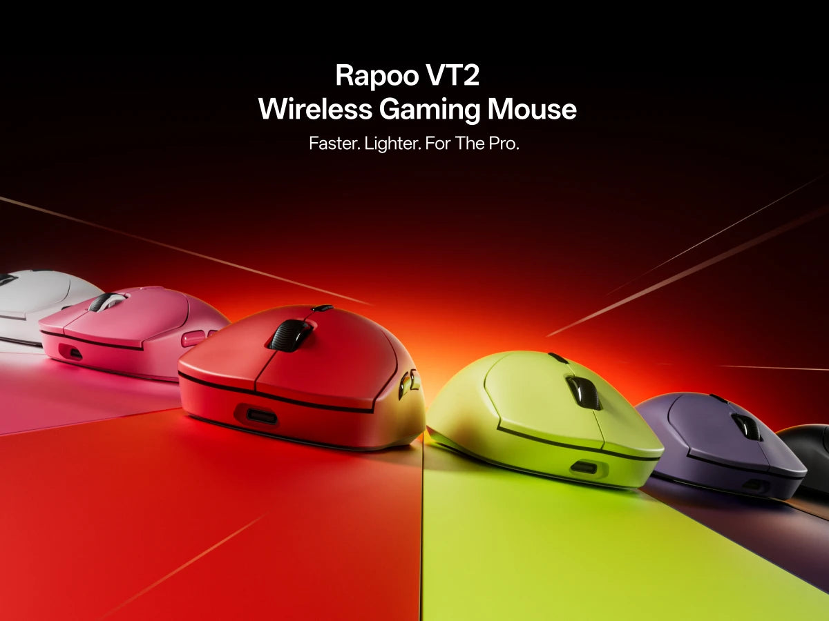 Rapoo VT2 MAX Wireless E-sports Gaming Mouse with 8K Polling Rate Optical Sensor Ergonomic Design 53g Lightweight for PC Laptop