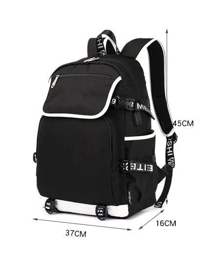 Zaino Fortnites di grande capacità, borsa casual a tracolla con porta USB, unisex, stile anime, cartella per studenti, nuovo regalo di cancelleria elegante