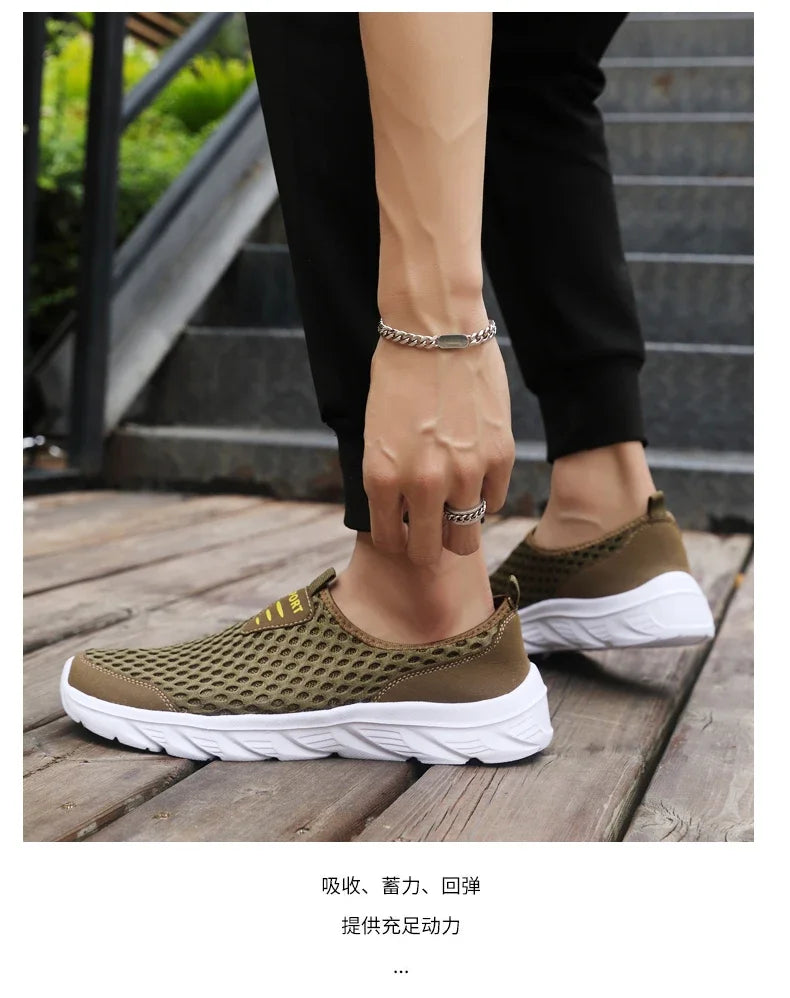 YRZL Lightweight Men's Casual Shoes, Breathable Slip-On Male Casual Sneakers, Anti-Slip Men's Flats, Outdoor Walking Shoes Size 39-46