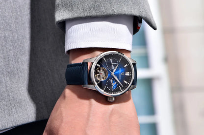 PAGANI DESIGN – Mekanisk luksusur til mænd, 41 mm, safirglas, læderrem, vandtæt, pilotstil, med tourbillon og månefase