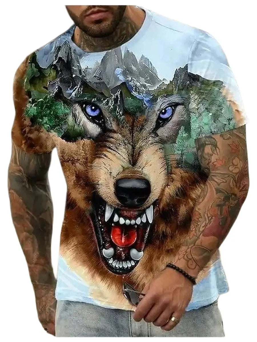 Letní trička s potiskem vlka a zvířat v 3D pro muže a ženy, hip-hopová trička s krátkým rukávem, ležérní oversized trička ve stylu Harajuku a Y2K, pánské oblečení