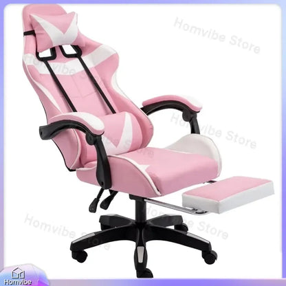 Chaise de jeu ergonomique avec support lombaire, en cuir PU, style course, chaise de bureau réglable en hauteur, dossier inclinable pour