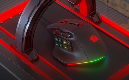 Redragon M811 Aatrox MMO -pelihiiri, 15 ohjelmoitavaa painiketta, langallinen RGB-pelihiiri ergonomisella luonnollisella otteella