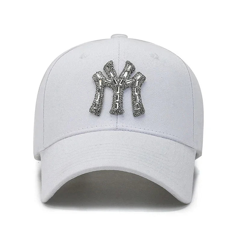 MY Rhinestone-kasket til kvinder – forår og efterår – streetwear, casual, udendørs, Duck Tongue-kasket, mode, alsidig baseballkasket, solskærm