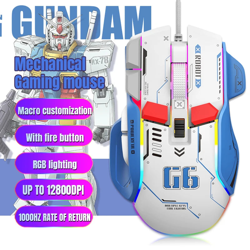 High-end Programmable Gaming Mouse Wired 12800 DPI 12 keys RGB Game Mice for Windows IOS Home Office Laptop PC
