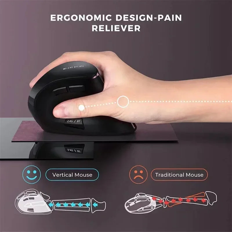 Original IHOYI Bluetooth Vertical Mouse Wireless USB2.4 the Third Mock Examination Charging Human Laptop Desktop Mouse Mute