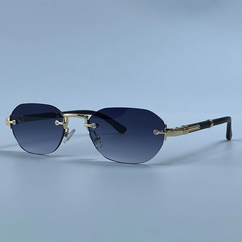 Square Rimless Punk Sunglasses Men 2026 Luxury Designer Vintage Small Frameless Sun Glasses Male Eyewear Hip Hop Outdoor Shades