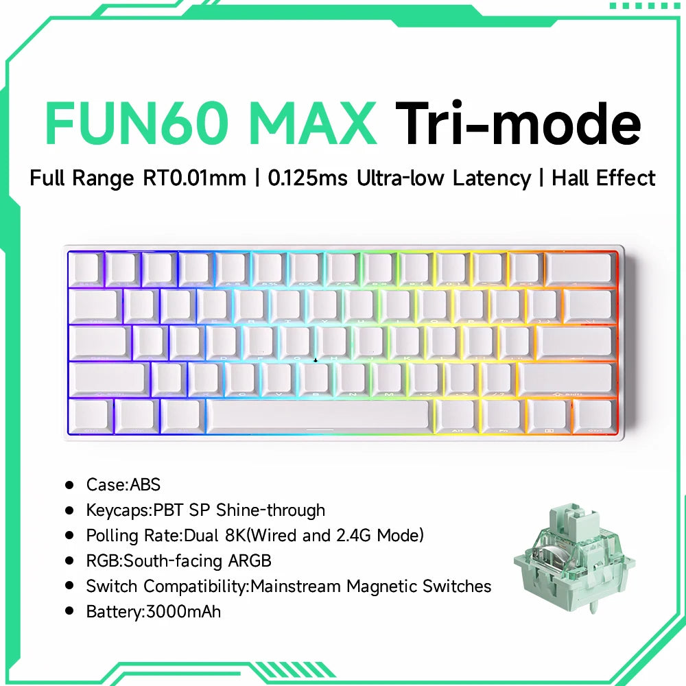 Akko MonsGeek FUN60 PRO&MAX HE Mechanical Keyboard Magnetic Switch 60% Gaming Keyboard Rapid Trigger 8K Custom Keyboard
