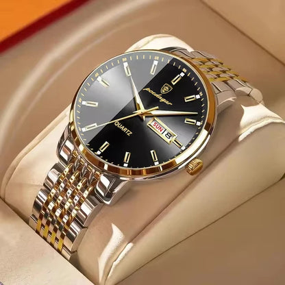 Reloj de hombre POEDAGAR Business de cuarzo, acero inoxidable, resistente al agua, fecha luminosa, reloj de pulsera de lujo informal para hombre