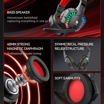H120 RGB LED Light Wired Headphones USB 3.5mm Audio Interface Bass Stereo Sound Gaming Headsets with High Sensitivity Microphone