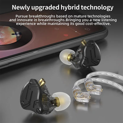 KZ ZS10 Pro X HiFi Hybrid Driver Earphones Wired In-Ear Monitor Headphones with Metal Shell, Bass Earbuds, Detachable Cable & Microphone