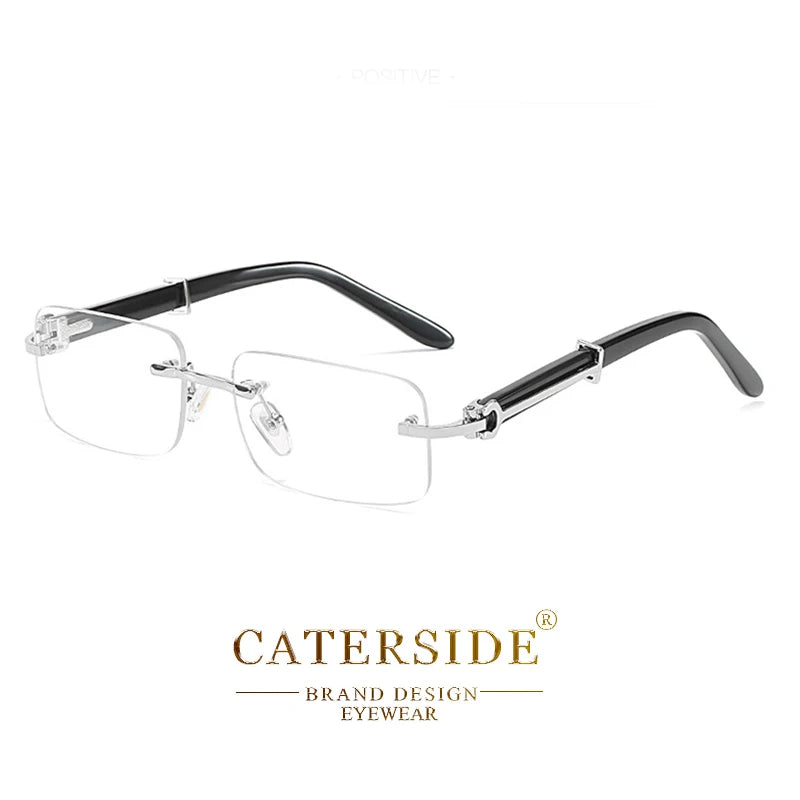 Caterside Small Square Rimless Sunglasses Men Luxury Brand Designer Classic Rectangle Sun Glasses Male UV400