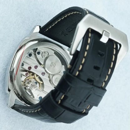 Zegarek męski 46 mm z ręcznym naciągiem, mechanizm Seagull ST3600, szkło szafirowe, wodoodporny, stal nierdzewna 316L, zegarek na zamówienie