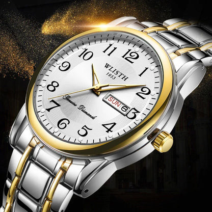 Montre de luxe pour femme, montre à quartz, montre-bracelet numérique, étanche, avec calendrier et affichage lumineux; style mode et professionnel, convient aussi aux hommes.