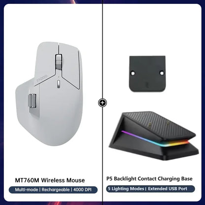 Rapoo MT760/MT760Mini Multi-mode Rechargeable Wireless Bluetooth Mouse Ergonomic 4000 DPI Supports Up to 4 Devices Office Mice