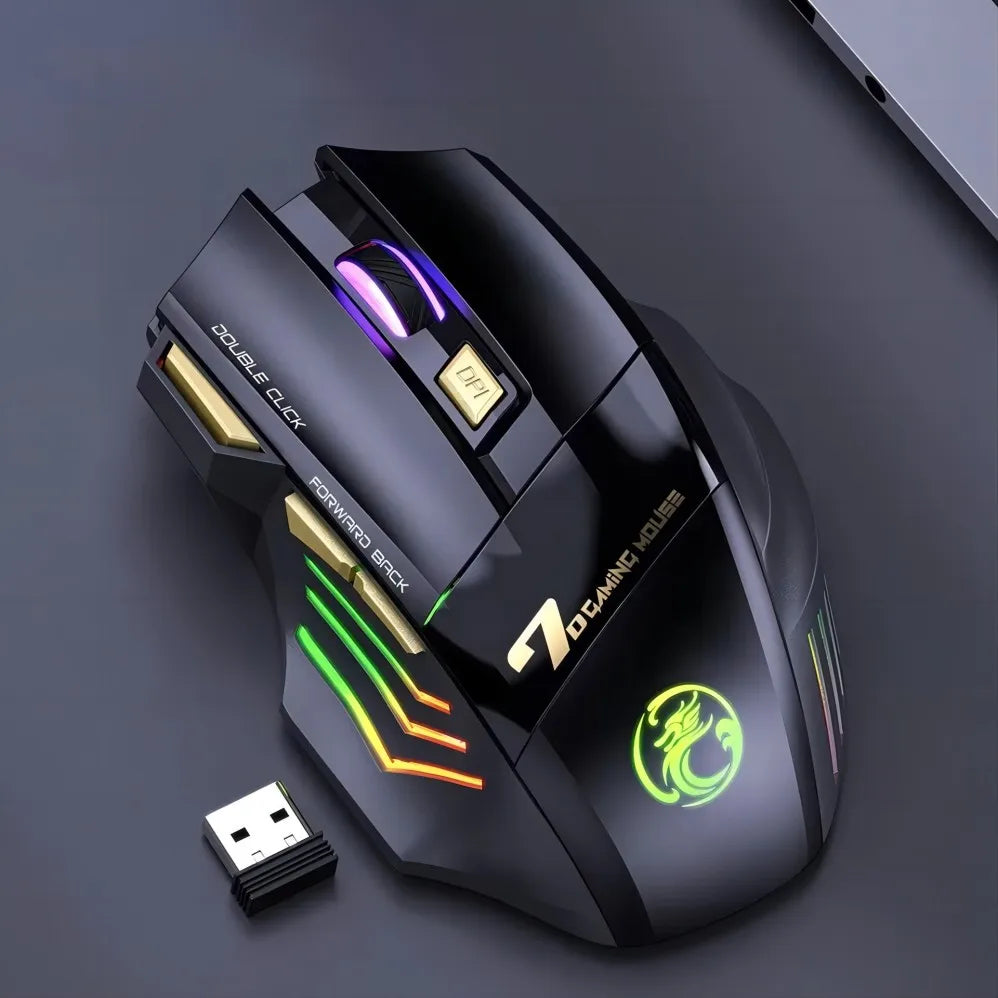 Wireless Bluetooth Mouse Rechargeable 7 Button RGB Gaming Mouse Gamer Ergonomic Mouse LED Backlit PC Silent Mice