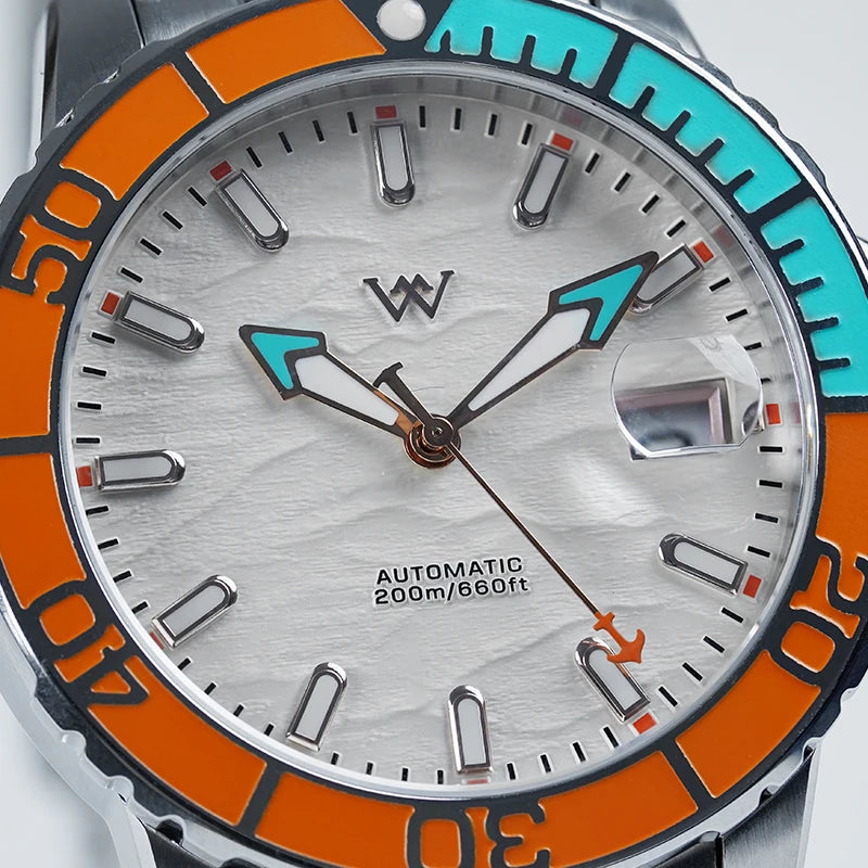 Zegarek WM – automatyczny zegarek mechaniczny NH35 z powłoką antyrefleksyjną, wodoodporny do 200, z szafirowym szkłem – Welly Merck Watch WM206