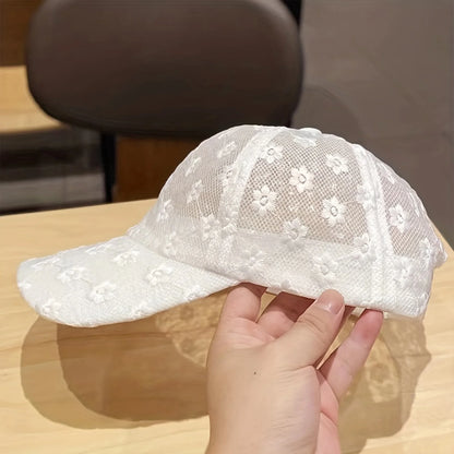Lace Flower Thin Baseball Cap Female Spring And Summer Sunscreen Hollow Cap Breathable Sweet Adjustable Head Circumference