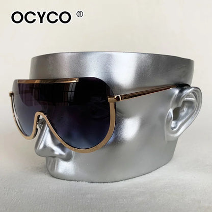 2026 Oversized Metal Rimless Integrated Windproof Sunglasses For Women Trends Y2k Luxury Brand Design Sun Glasses Unisex UV400