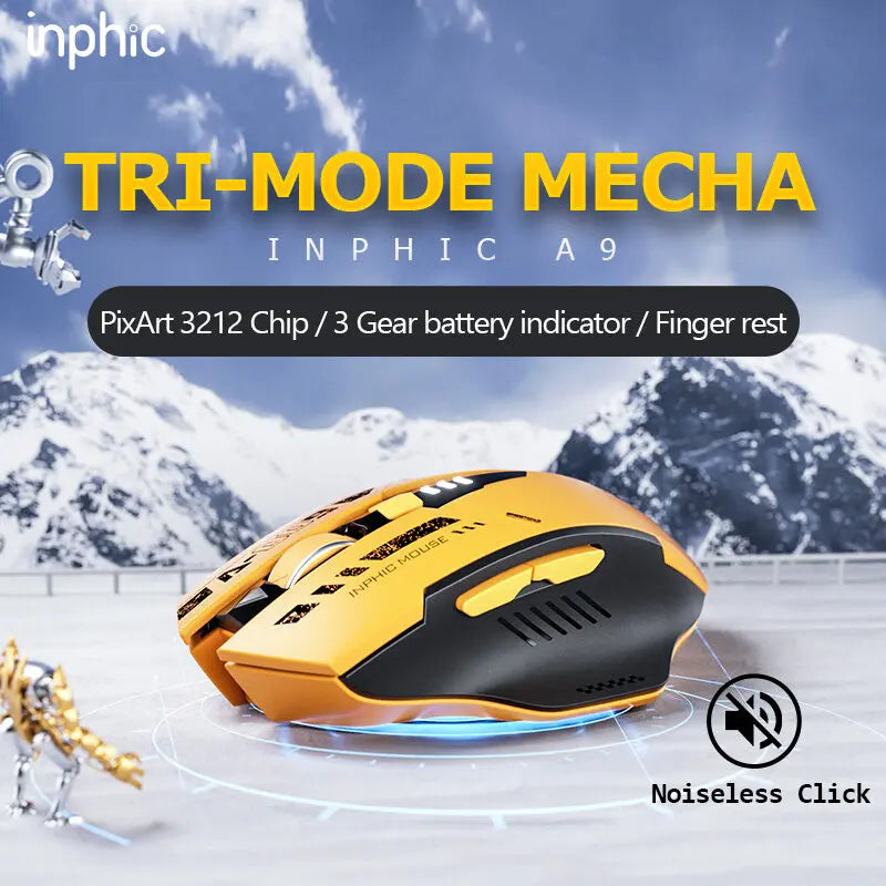 High Quality Inphic A9 200-2400dpi Bluetooth 5.0 Mouse Silent Charging Mechanical Feel Wireless Mouse for Tablet gaming mouse