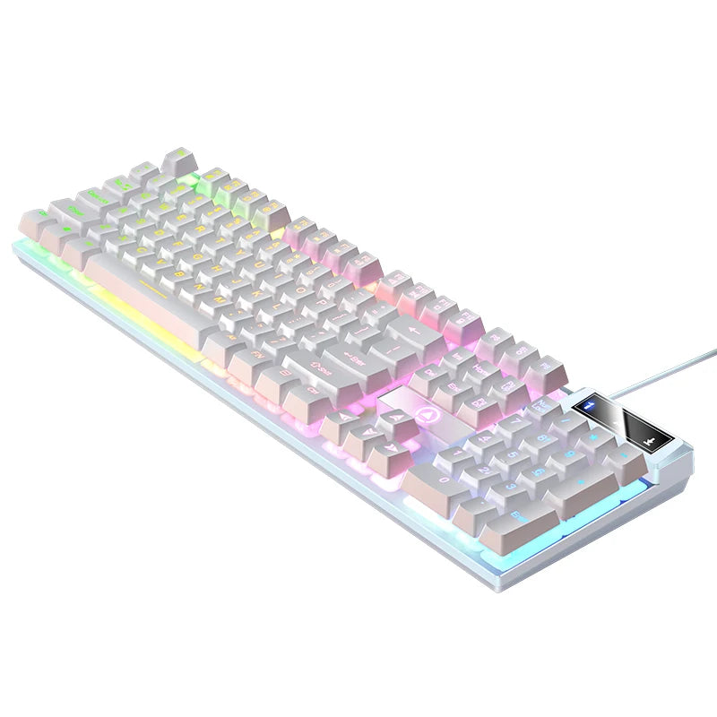 Kabelgebundene USB-Gaming-Tastatur mit Hintergrundbeleuchtung, 104-Tasten-Gamer-Tastatur für Computer/Laptop/PC, ergonomisches Design, Office-Gaming-Zubehör