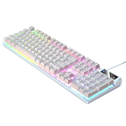 Kabelgebundene USB-Gaming-Tastatur mit Hintergrundbeleuchtung, 104-Tasten-Gamer-Tastatur für Computer/Laptop/PC, ergonomisches Design, Office-Gaming-Zubehör