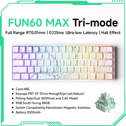 Akko MonsGeek FUN60 mechanische Tastatur mit Magnetschaltern, 60% Gaming-Tastatur, Rapid Trigger 0.01mm, 8K ARGB, HE/TMR Custom-Tastatur