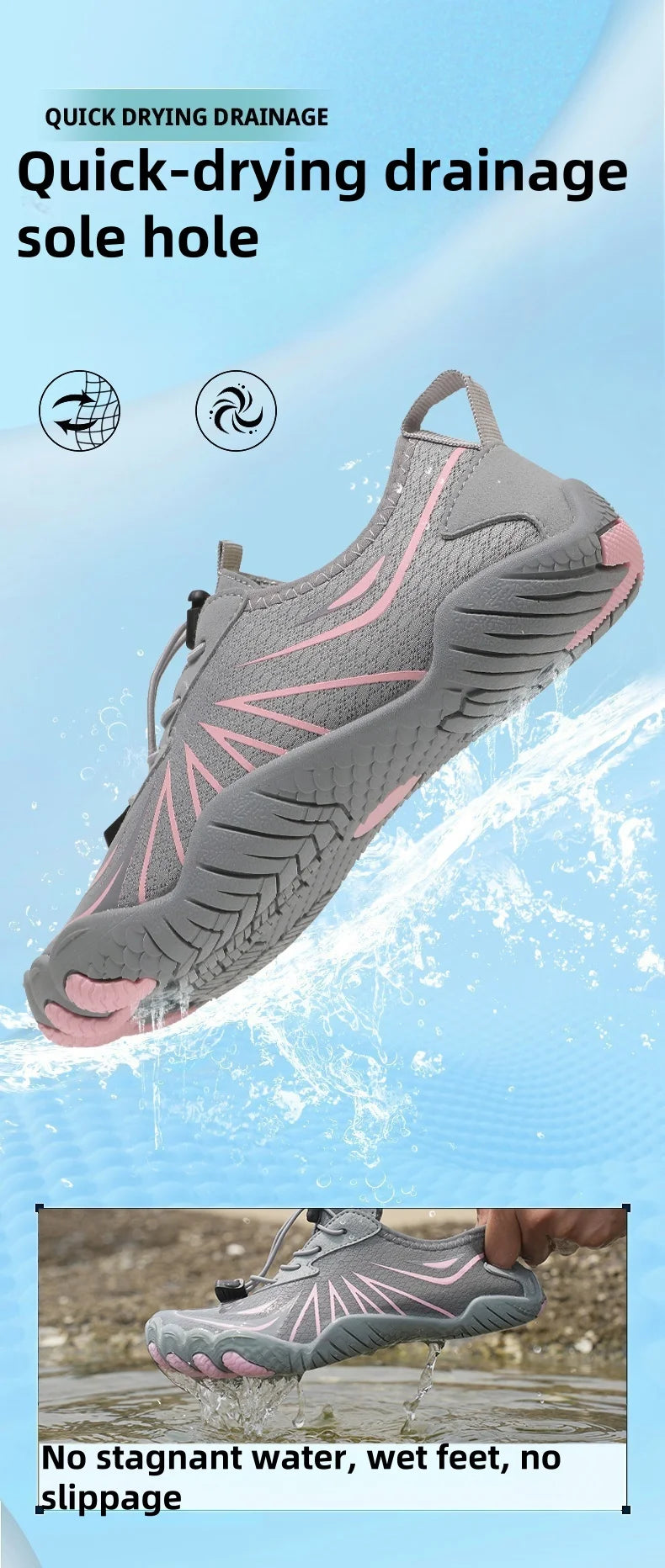 2025 new quick-drying non-slip water shoes for men and women couples, can be used for outdoor beach and indoor fitness