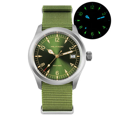 Militado ML08 Quartz Watch Ronda 515 Movement Domed Sapphire Wristwatch BGW9 Luminous 10Bar Waterproof 38mm Men Watches