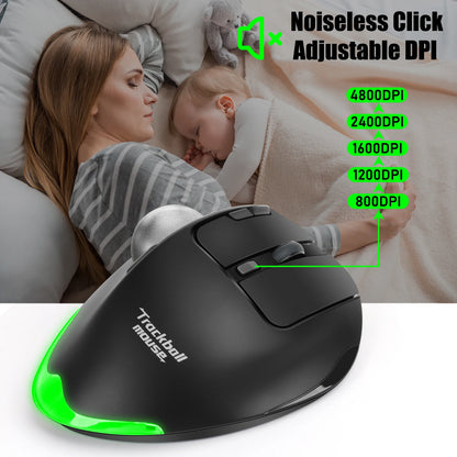 Lefon F33/F26C/F35B Trackball Mouse/Bluetooth Ergonomic Mouse 2.4G Wireless Rechargeable Rollerball Mice for PC Office Drawing