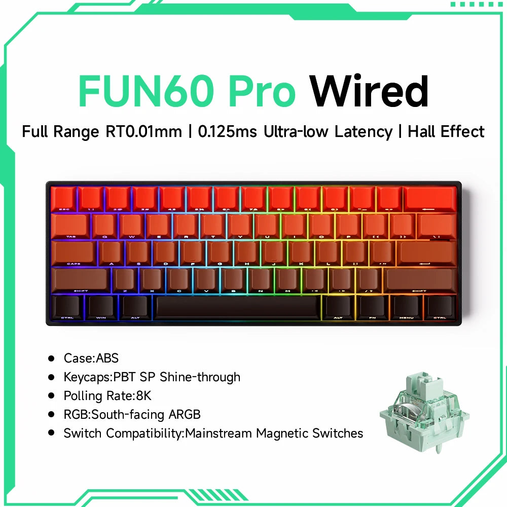 Akko MonsGeek FUN60 PRO&MAX HE Mechanical Keyboard Magnetic Switch 60% Gaming Keyboard Rapid Trigger 8K Custom Keyboard