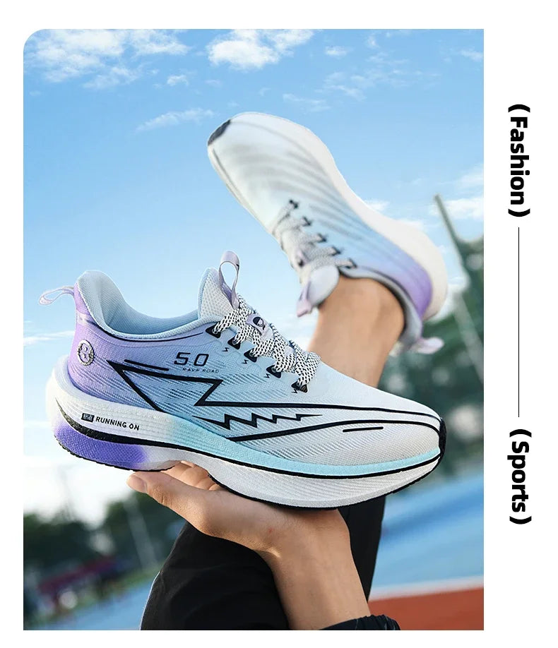 Men Sport Shoes Professional Cushioned Carbon Plate Running Shoes Breathable Lace-up Casual Sneakers Marathon Athletic Footwear