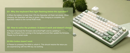 YUNZII B75 PRO Green Mechanical Gaming Keyboard, Gasket 75 Knob RGB Keyboard, BT/Wired/Wireless  Hot-Swap Custom Creamy Keyboard