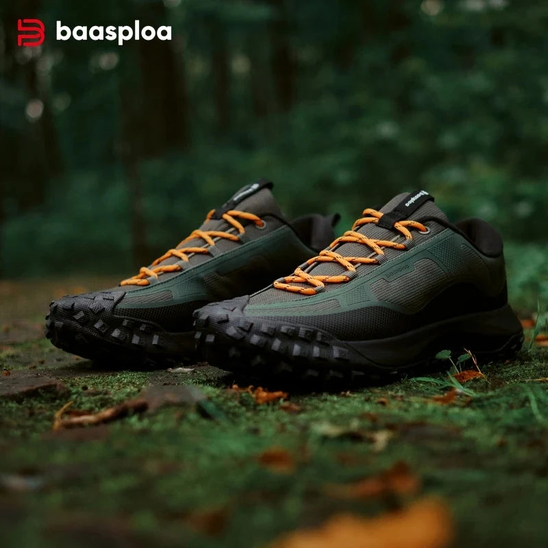 Baasploa vandringsskor för män – bekväma, mjuka, vattentäta, slitstarka, halkfria trekking-sneakers för utomhusbruk och klättring
