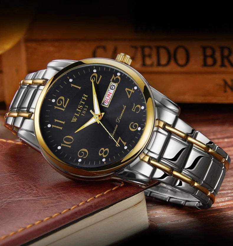 Montre de luxe pour femme, montre à quartz, montre-bracelet numérique, étanche, avec calendrier et affichage lumineux; style mode et professionnel, convient aussi aux hommes.
