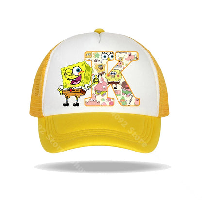 Καπέλο μπέιζμπολ SpongeBob SquarePants για παιδιά και ενήλικες με τυπωμένα γράμματα, καπέλα ηλίου, anime, καρτούν, ρυθμιζόμενα καπέλα με γείσο, καλοκαιρινό καπέλο για καθημερινή χρήση, νέο