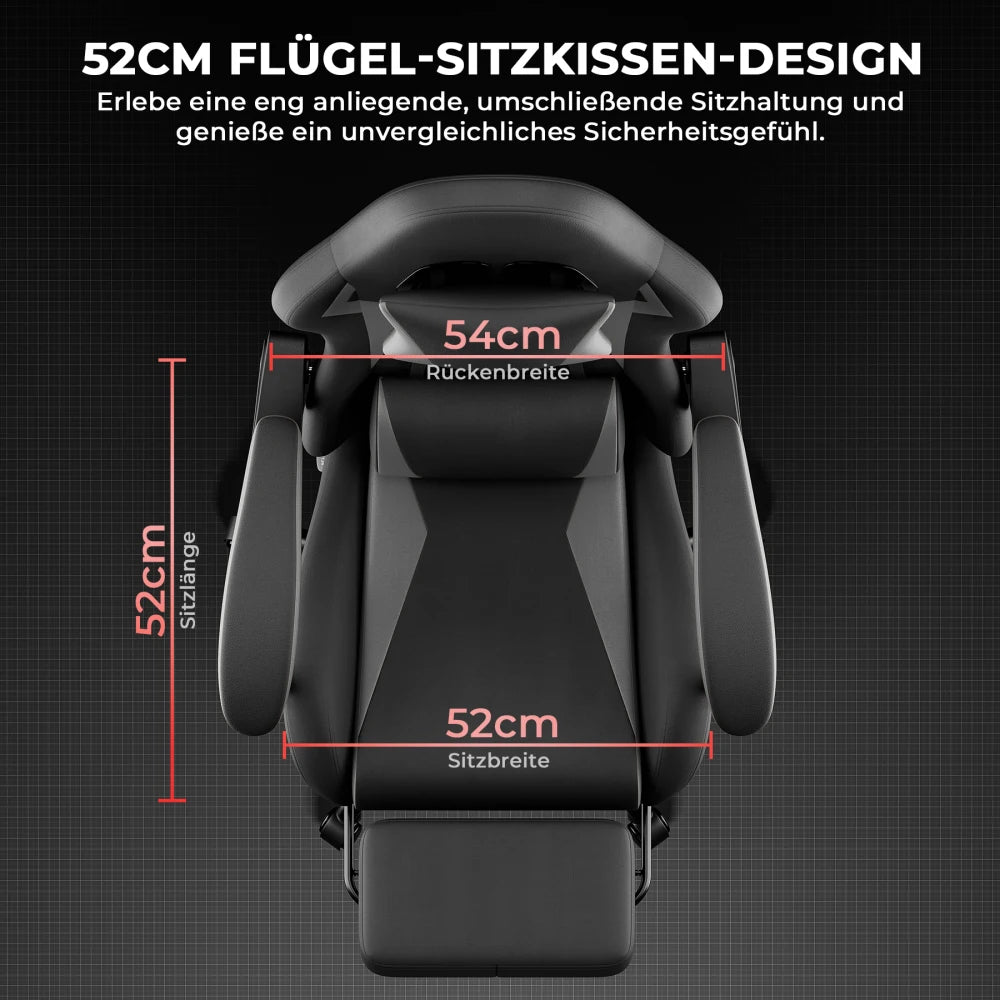 Gaming Chair Ergonomic Gaming Chair with Lumbar Pillow and Headrest, Gamer Chair Height Adjustable, Pc Chair for Adults Girls Boy,Black Grey