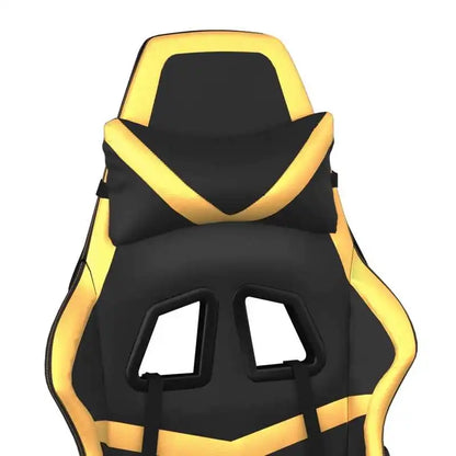 Gaming Chair with Footrest Black and Gold 67X64X116-127 cm in Imitation Leather, Reclining 360 Swivel Chair Can Carry 110 kg